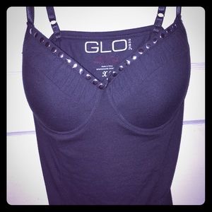 Dark grey tank with silver studs